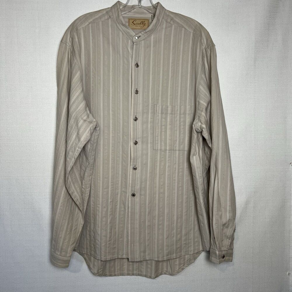 Skully Western Shirt Mens Medium Striped Long Sleeve Silver Star Button Cowboy